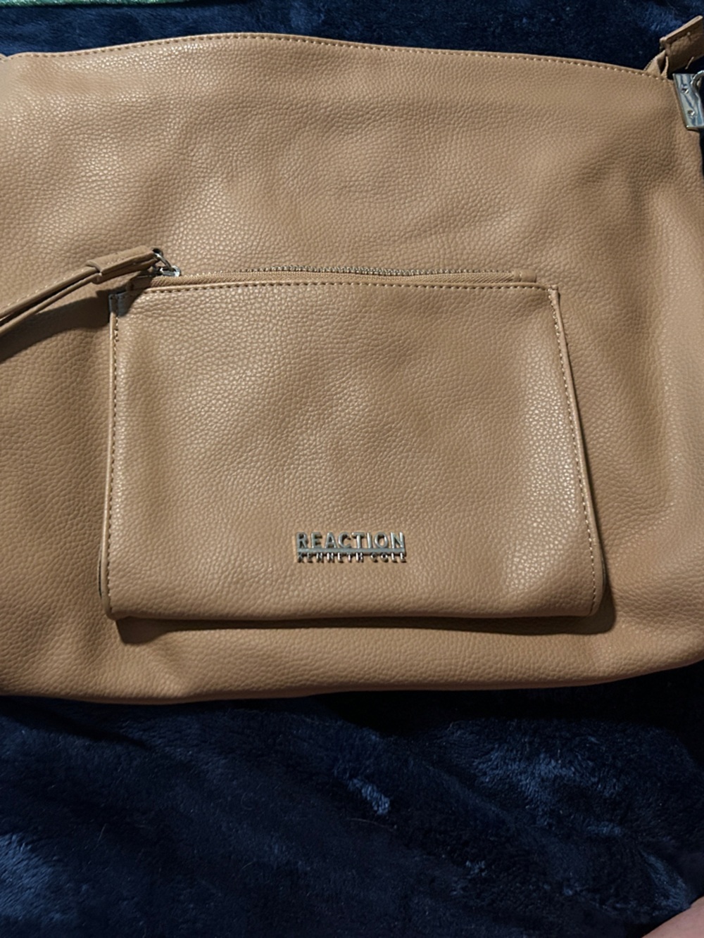Kenneth Cole Reaction Taupe Pebbled Leather Crossbody